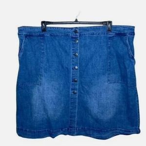Ava & Viv Denim Button Front Skirt w/pockets sz 4X small ink stain